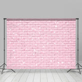 Aperturee - Baby Pink Brick Wall Girls Valentines Day Backdrop